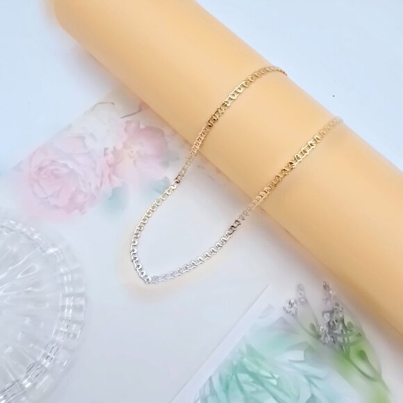 Shiny Rose Gold Chain Necklace with Polished Flat Heart Links, XPNL0062 - Picture 6 of 12